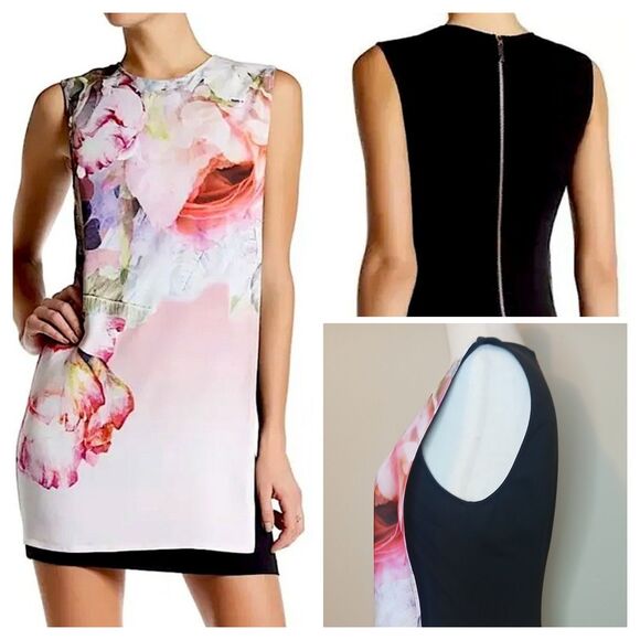 Ted Baker London Dress US Sz 6 Milisa Pure Peony Floral Printed Mini Sheath EUC - Picture 1 of 16